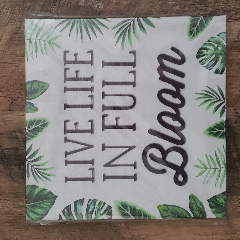 Live life in full bloom Plant greenery decor canvas